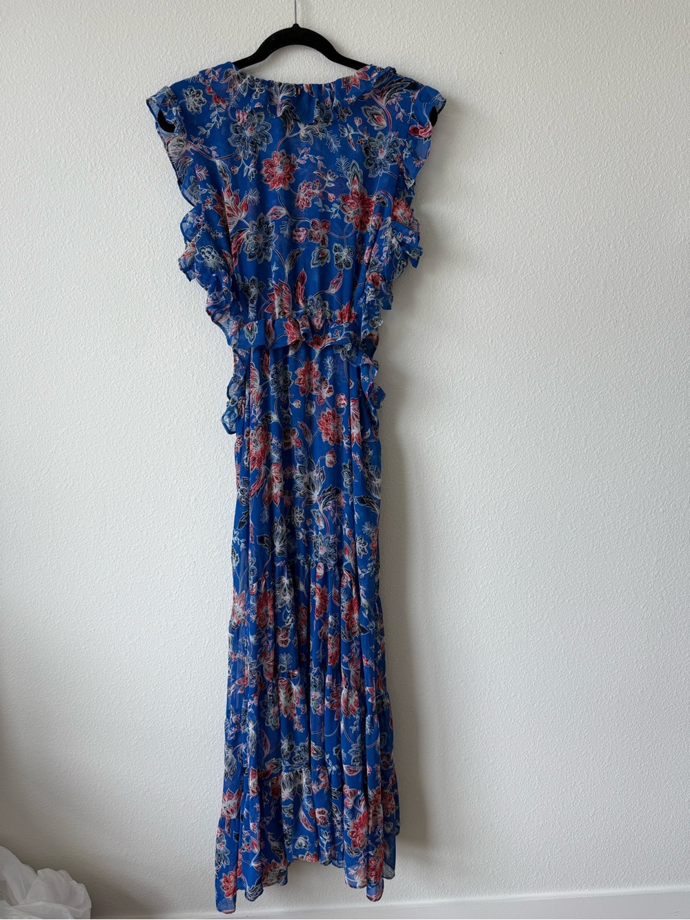 NWT MISA Los Angeles Women's Blue Natasha Cut-Out Ruffled Midi-Dress - Picture 10 of 11